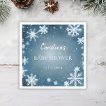 Snowflake Winter Wonderland Baby Shower Blue Pappersservett<br><div class="desc">Söker du efter pappra servetter från babyduschar i elegant under vintern? Titta inte längre. Den här charmerande napkin har glitter och snöflingor mot en vinterblå bakgrund.</div>