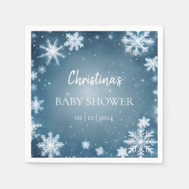 Snowflake Winter Wonderland Baby Shower Blue Pappersservett