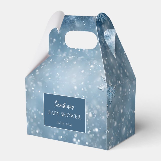 Snowflake Winter Wonderland Baby Shower Blue Presentaskar (Framsidan Sidan)