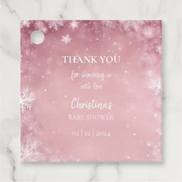 Snowflake Winter Wonderland Baby Shower Rosa Gåvor Etiketter