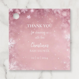 Snowflake Winter Wonderland Baby Shower Rosa Gåvor Etiketter