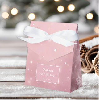 Snowflake Winter Wonderland Baby Shower Rosa Presentaskar
