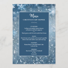 Snowflake Winter Wonderland Blue Baby Shower Meny