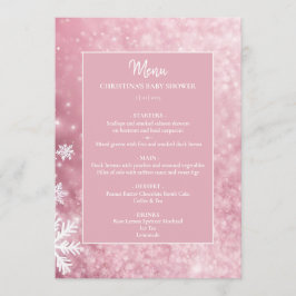 Snowflake Winter Wonderland Rosa Baby Shower Meny