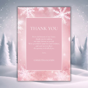 Snowflake Winter Wonderland Rosa Baby Shower Tack Kort