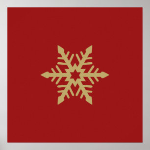 Snowflakedesignguld på rött poster