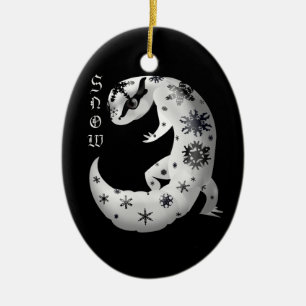 SnowflakeGeckoprydnad Julgransprydnad Keramik