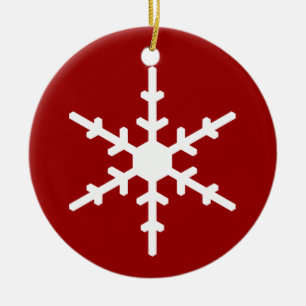 Snowflakejulprydnad i rött julgransprydnad keramik