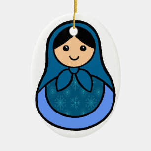 SnowflakeMatryoshka prydnad Julgransprydnad Keramik