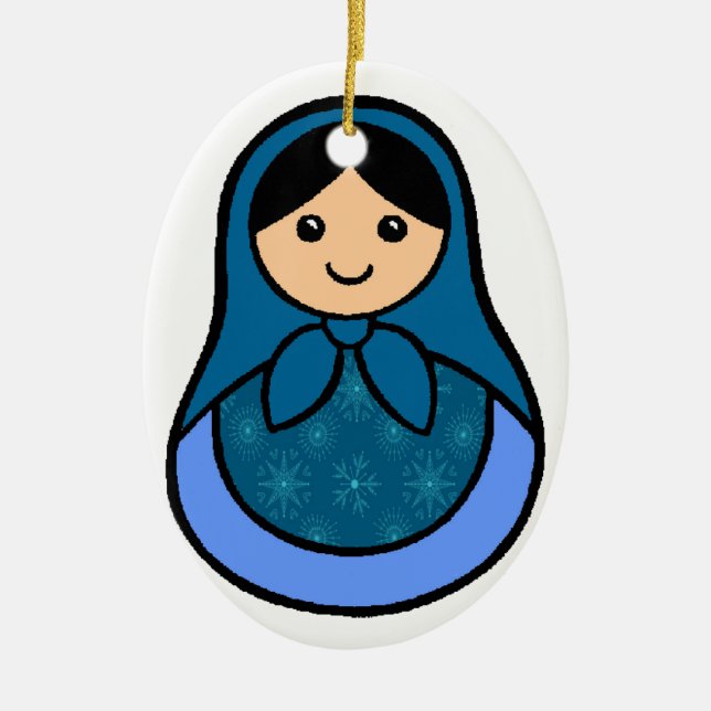 SnowflakeMatryoshka prydnad Julgransprydnad Keramik (Framsidan)