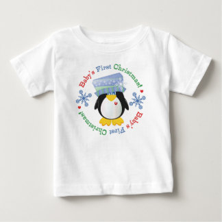 Snowflakepingvinbaby första jul t-shirt