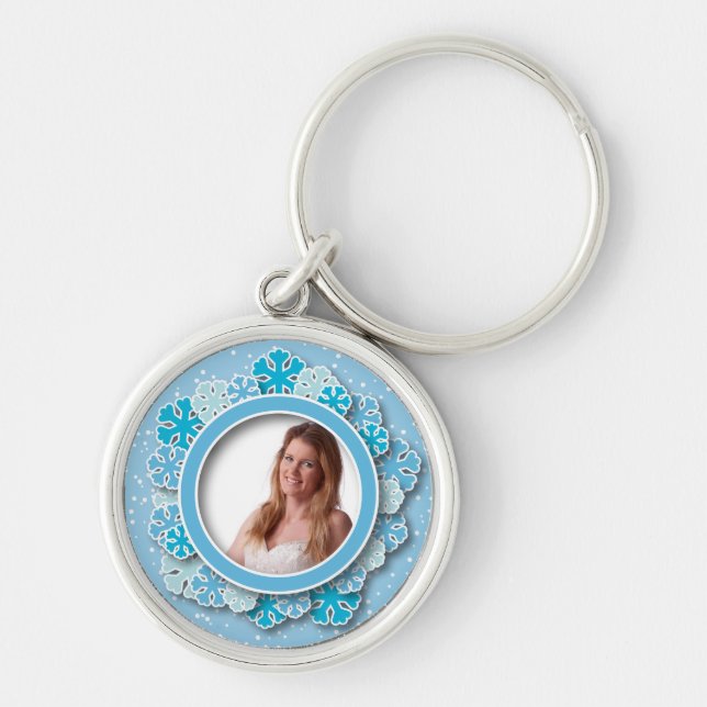 Snowflakeram Rund Silverfärgad Nyckelring (Framsidan)