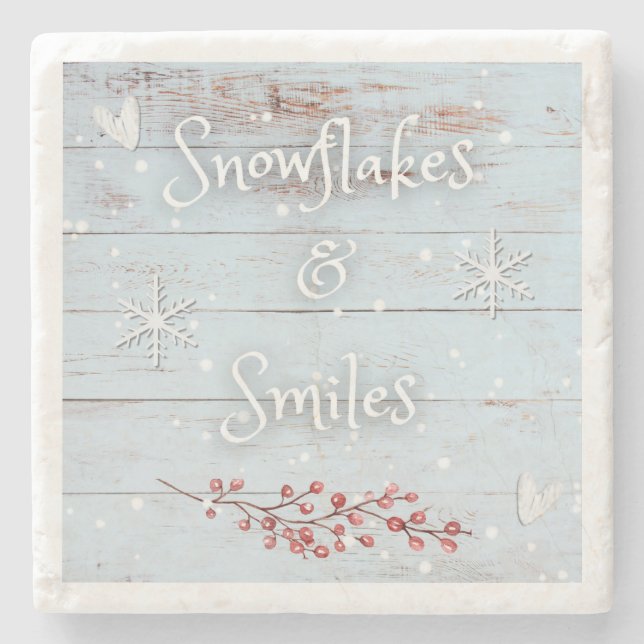 Snowflakes and Smiles Coaster Stenunderlägg (Framsidan)