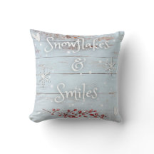 Snowflakes and Smiles Decretive Pillow