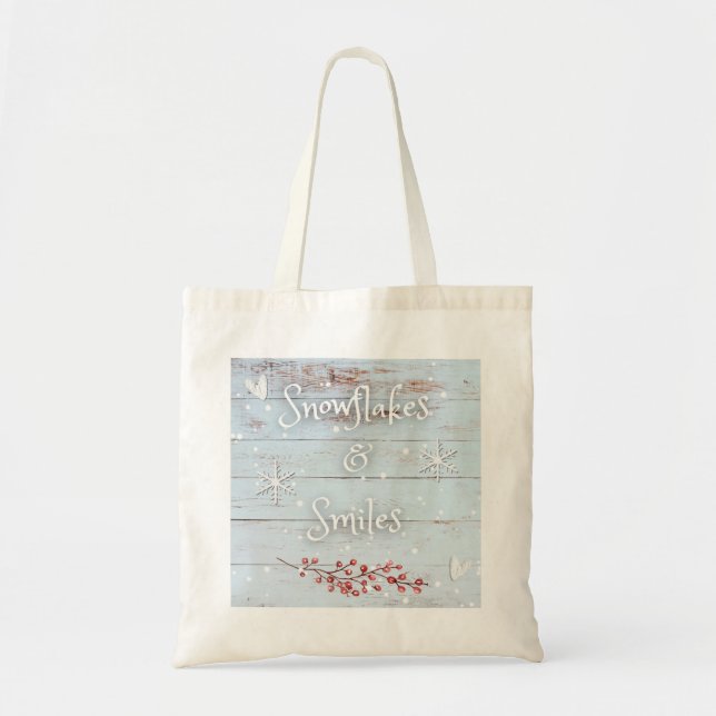 Snowflakes and Smiles Tote Tygkasse (Framsidan)