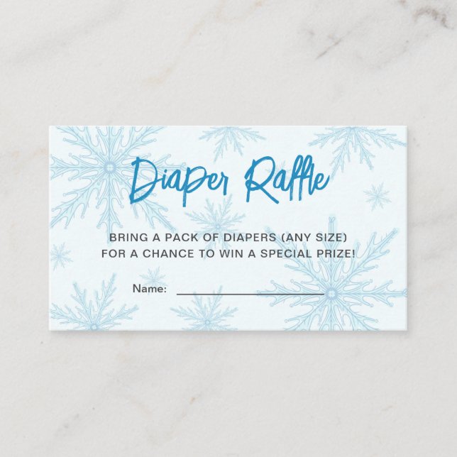 Snowflakes Boy Baby Shower Diaper Raffle Ticket Tilläggskort (Framsida)