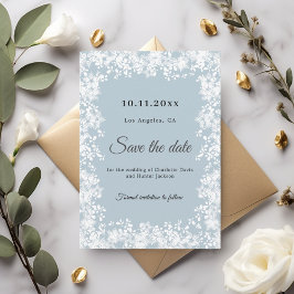 Snowflakes dusty blue winter wedding spara datumet
