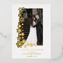 Snowflakes Frame Photo First Christmas Newlyweds 