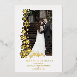 Snowflakes Frame Photo First Christmas Newlyweds