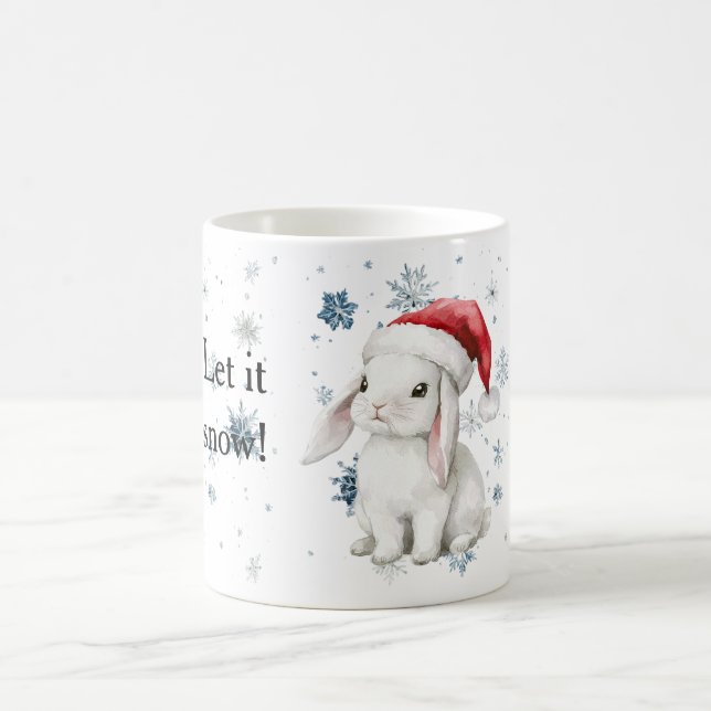 Snowflakes Let it snow Bunny Christmas Hat Kaffemugg (Center)