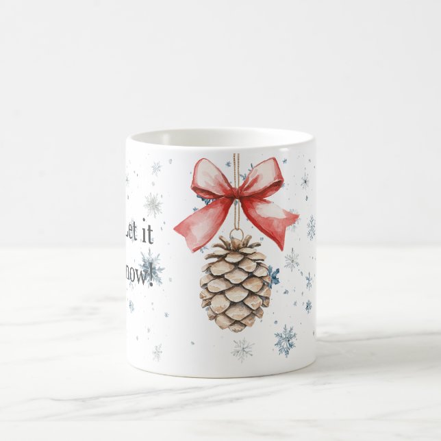 Snowflakes Let it snow Christmas Pine Cone Red Bow Kaffemugg (Center)