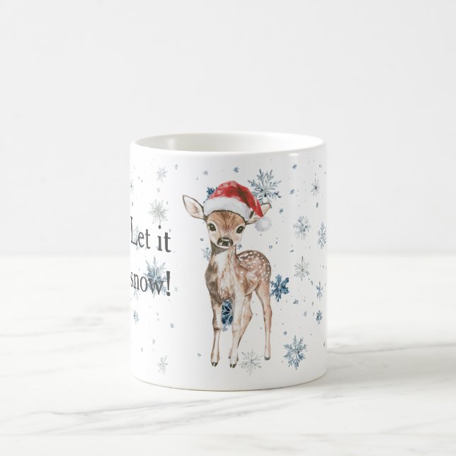 Snowflakes Let it snow Deer Christmas Santa Hat Kaffemugg (Center)