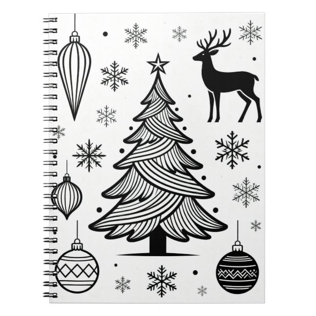 Snowflakes Line Art Notebook Anteckningsbok (Framsidan)