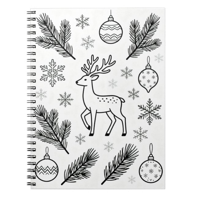  Snowflakes Line Art Notebook Anteckningsbok (Framsidan)