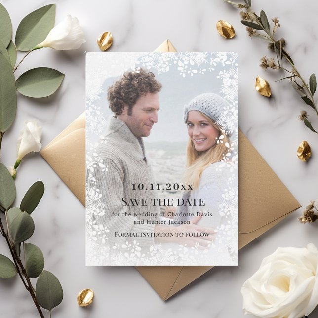 Snowflakes photo winter wedding spara datumet (Skapare uppladdad)