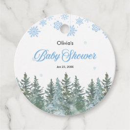 Snowflakes Pine Trees Winter Baby Shower  Gåvor Etiketter