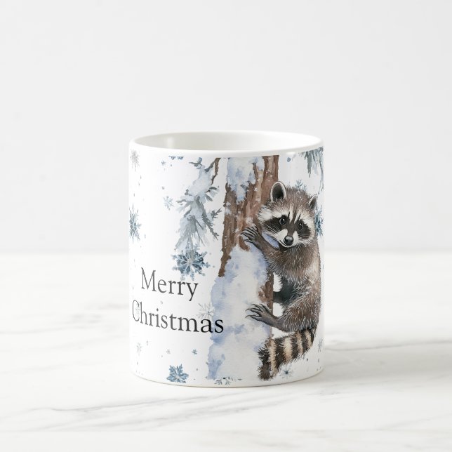 Snowflakes Racoon Winter Christmas Kaffemugg (Center)