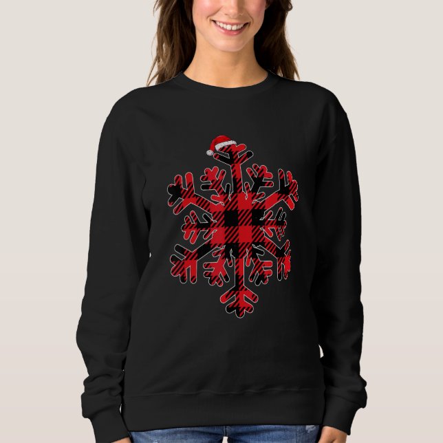 Snowflakes Red And Black Christmas Buffalo Plaid S T Shirt (Framsida)