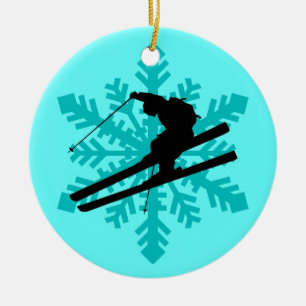snowflakeskier julgransprydnad keramik