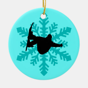 snowflakesnowboarder julgransprydnad keramik
