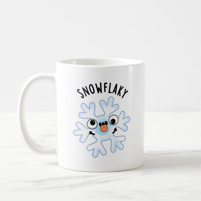Snowflaky Funny Snö Flake Pun Kaffemugg (Vänster)