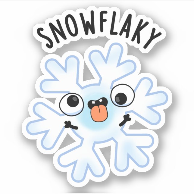 Snowflaky Funny Snö Flake Pun Klistermärken (Framsida)
