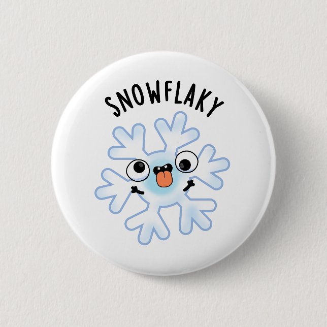 Snowflaky Funny Snö Flake Pun Knapp (Framsida)
