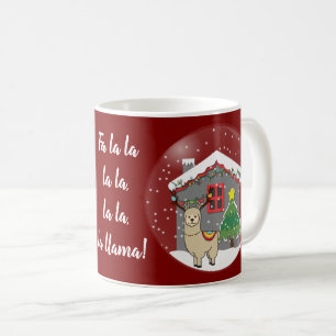 Snowglobe Llama med julgranen & huset Kaffemugg