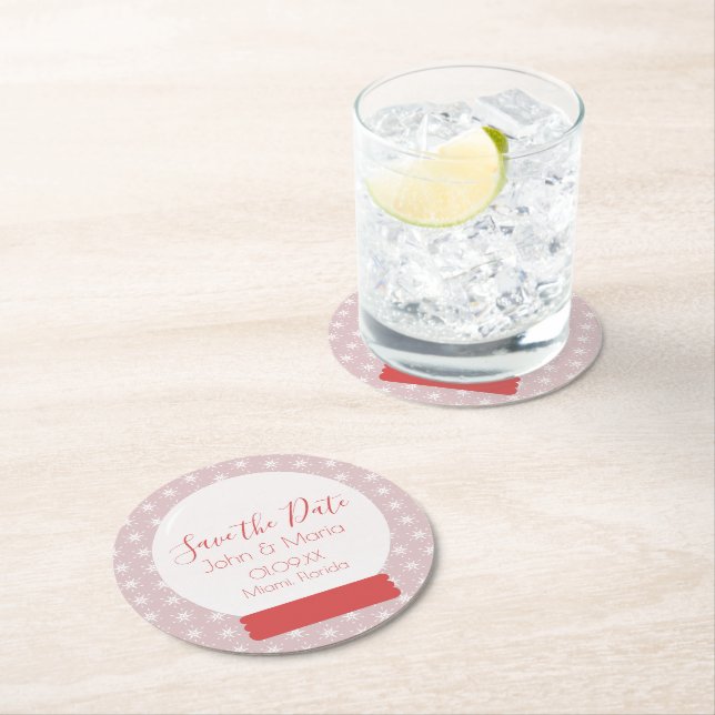 Snowglobe Snöflingor Spara datumrundan Underlägg Papper Rund (Insitu)