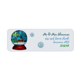 Snowglobe Whimsey Catholisk Helgdag Returadress Etikett