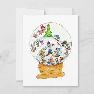 Snowglobe Winter Roligt Julkort