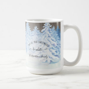 Snowing Gräs Träd jul-familjen Rustic Wood Kaffemugg