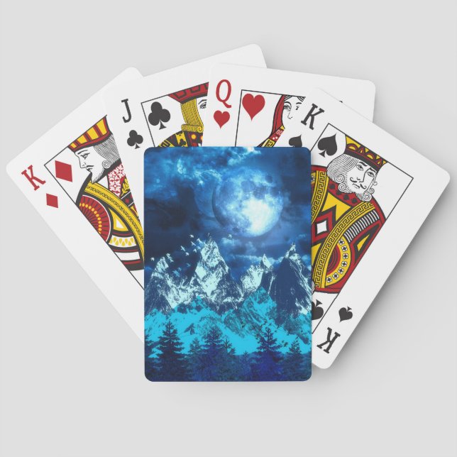 Snowing Night Mountains Casinokort (Baksidan)