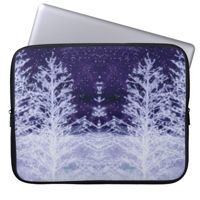 Snowing Winter Natt Laptop Fodral (Framsidan)