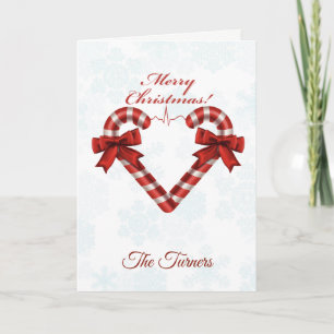 Snowjul Candy cane Heart Ekg Strip Helgkort