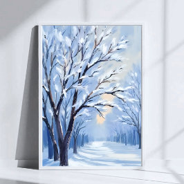 Snowkissed Forest | Winter Watercolor Painting Poster