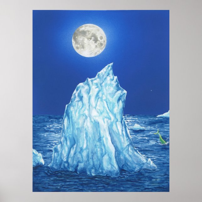 Snowland Iceberg under hela månen Poster (Framsidan)