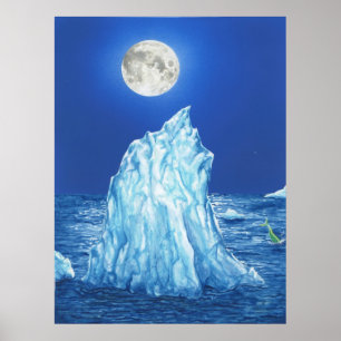 Snowland isberg under fullmånen poster