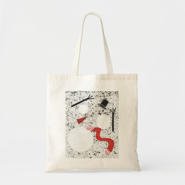 Snowman Accessories on Speckled Background Tygkasse (Framsidan)