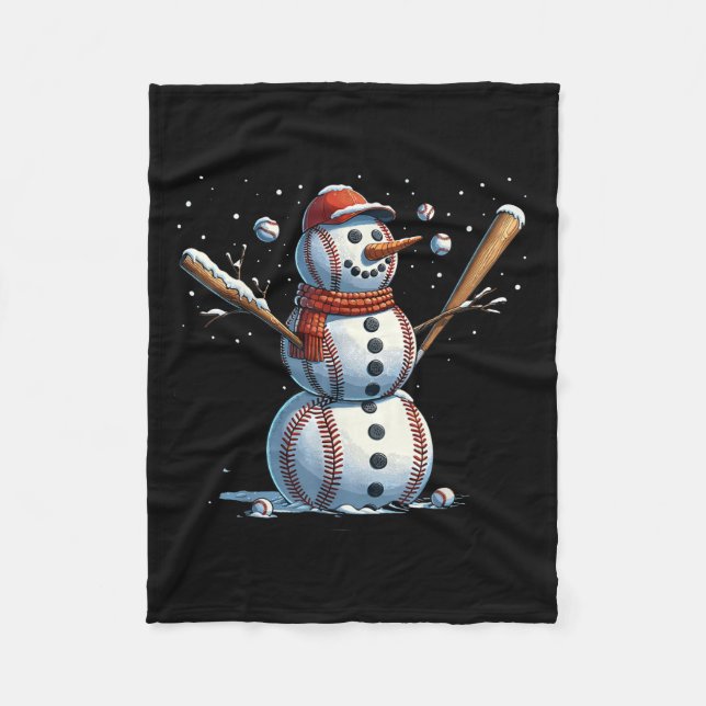 Snowman Baseball Christmas Winter  Fleecefilt (Framsidan)